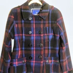 $45 FIRM! American Eagle Women's  Plaid Peacoat.SIZE LARGE